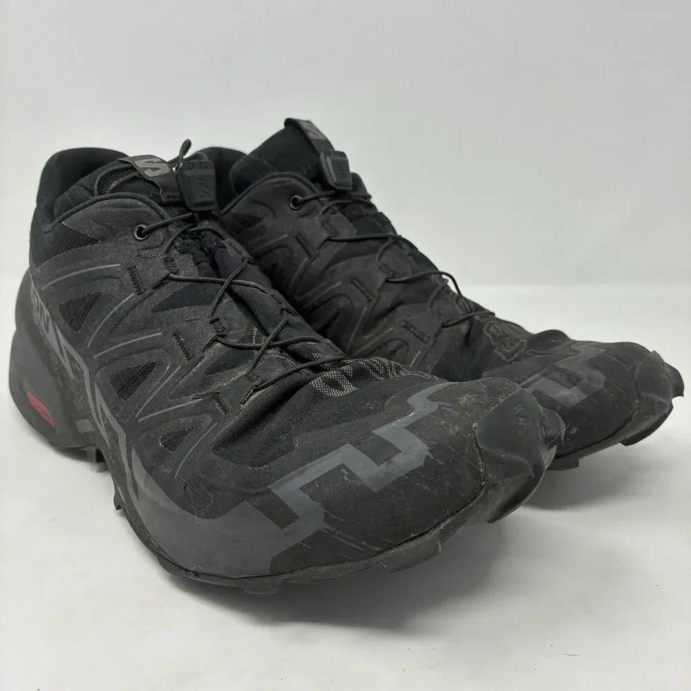 Salomon Speedcross 6 Black Phantom Mens Size 9.5 Trail Running Shoes Sneakers